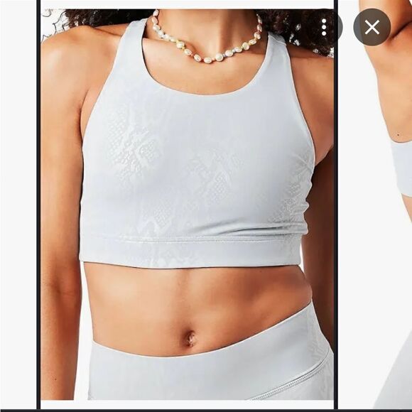 Terez foil snakeskin silver gray sports bra small s revolve - Picture 1 of 9